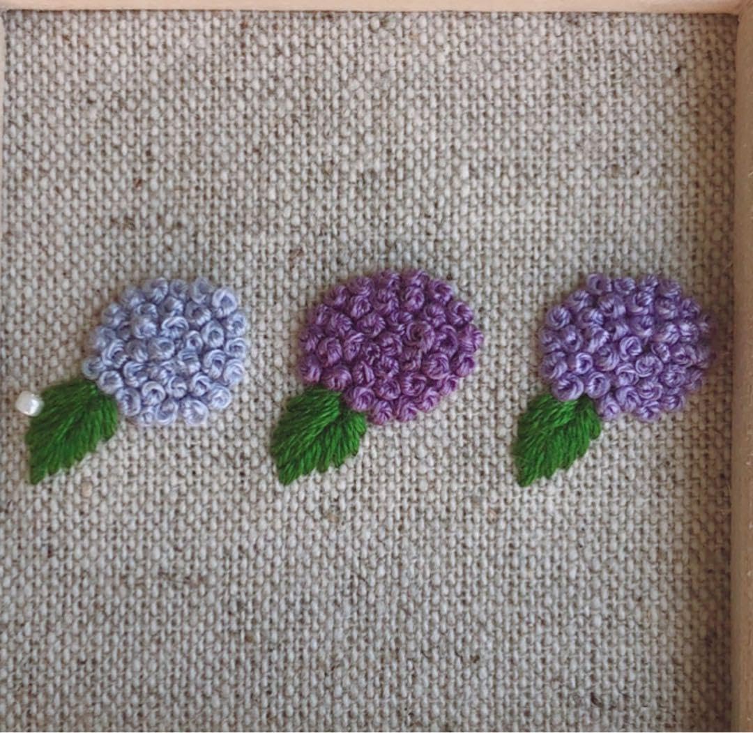 Amazon.co.jp: ブルー 3つ並紫陽花 刺繍フレーム インテリア